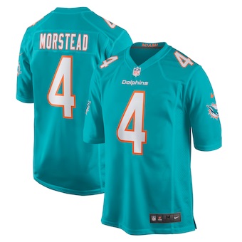 mens nike thomas morstead aqua miami dolphins game jersey